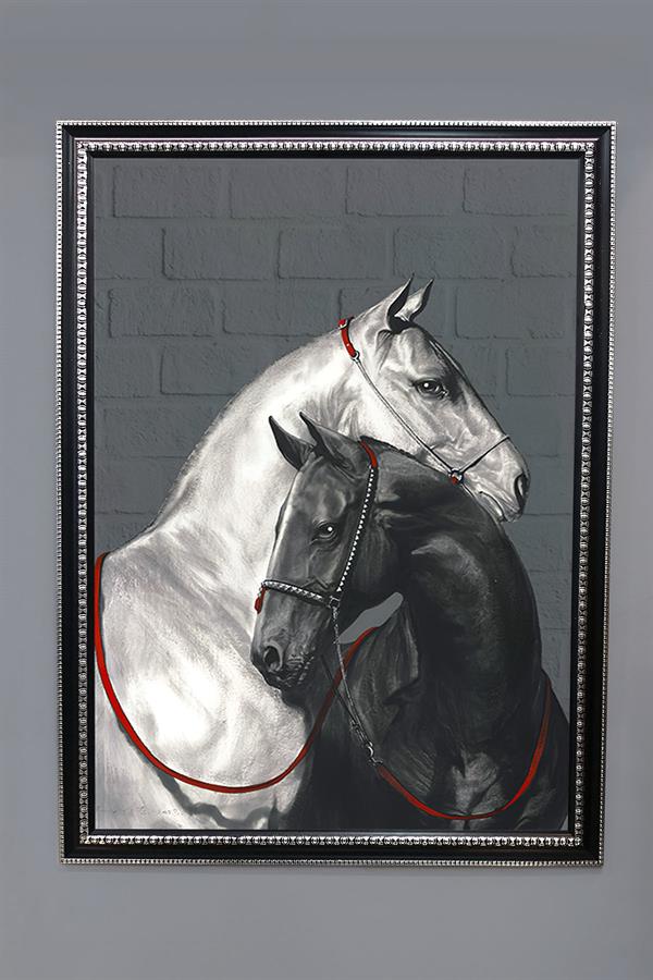 Dekoratif Modern Desenli Çerçeveli Tablo Duvar Tablosu 50x70cm