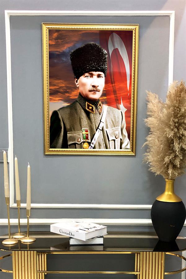Dekoratif Modern Desenli Çerçeveli Tablo Duvar Tablosu 50x70cm