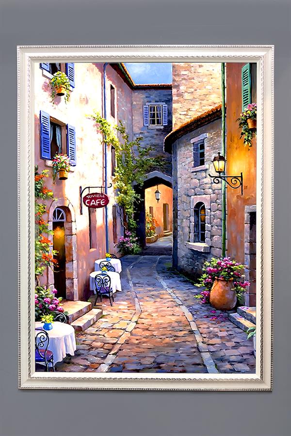 Dekoratif Modern Desenli Çerçeveli Tablo Duvar Tablosu 50x70cm