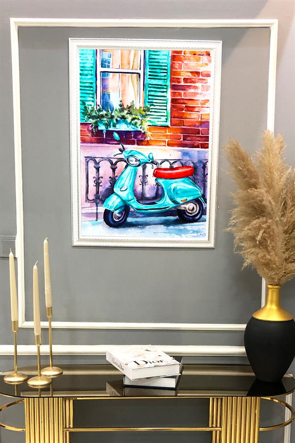 Dekoratif Modern Desenli Çerçeveli Tablo Duvar Tablosu 50x70cm