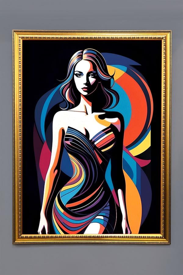 Dekoratif Modern Desenli Çerçeveli Tablo Duvar Tablosu 50x70cm