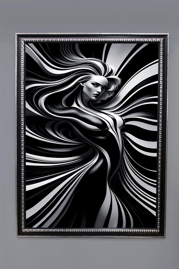 Dekoratif Modern Desenli Çerçeveli Tablo Duvar Tablosu 50x70cm