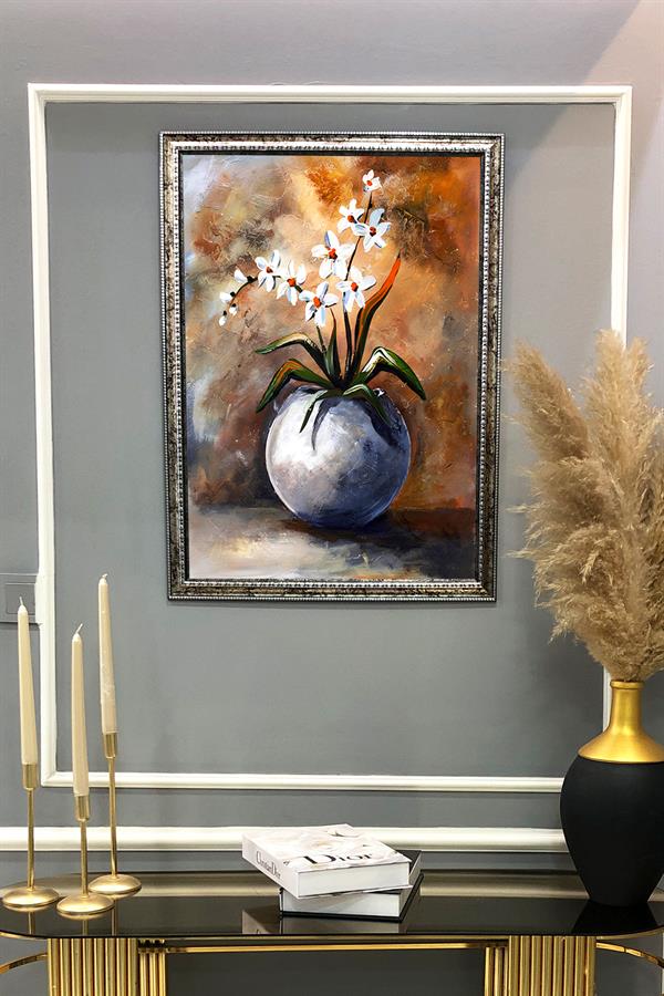 Dekoratif Modern Desenli Çerçeveli Tablo Duvar Tablosu 50x70cm