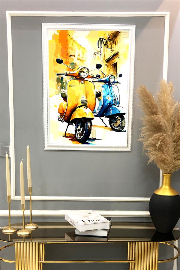 Dekoratif Modern Desenli Çerçeveli Tablo Duvar Tablosu 50x70cm