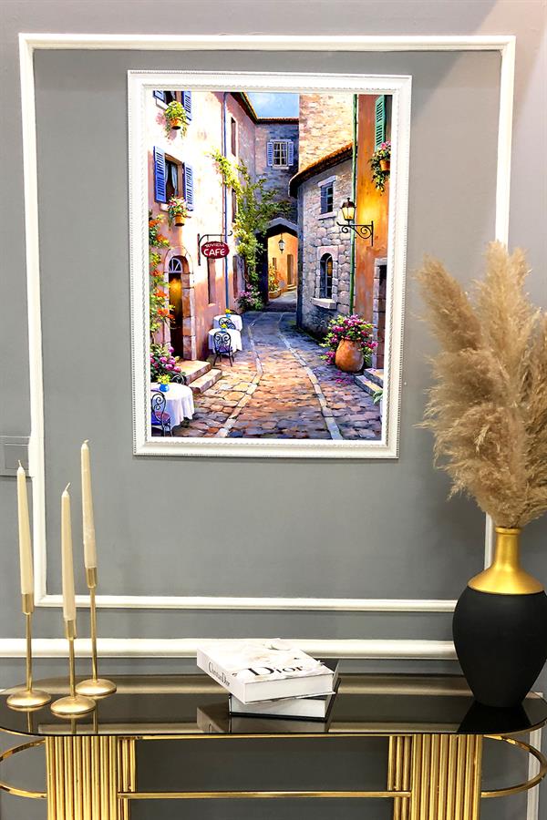 Dekoratif Modern Desenli Çerçeveli Tablo Duvar Tablosu 50x70cm