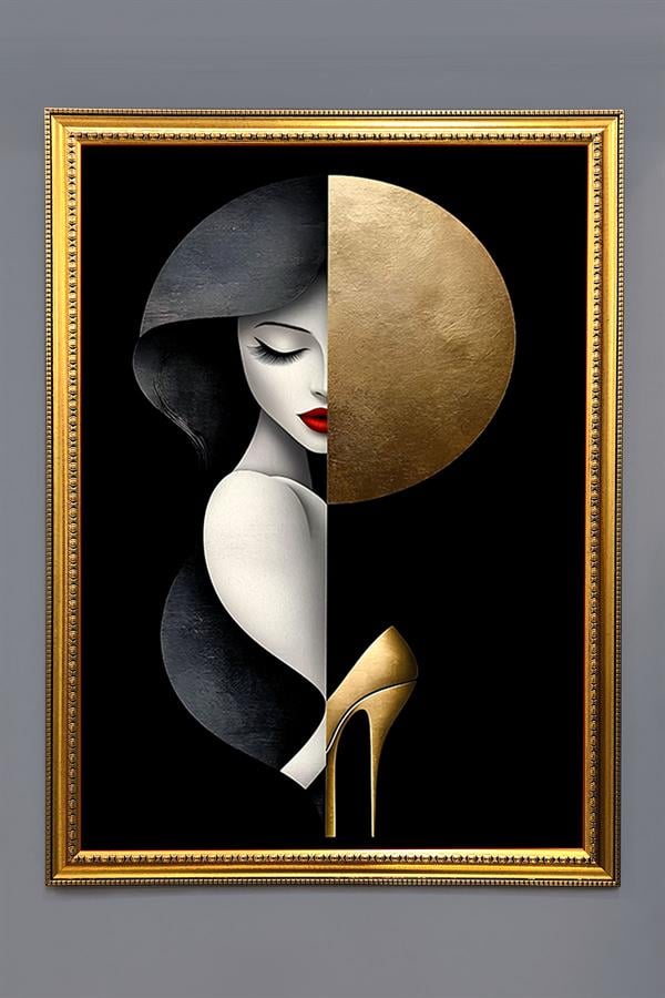 Dekoratif Modern Desenli Çerçeveli Tablo Duvar Tablosu 50x70cm
