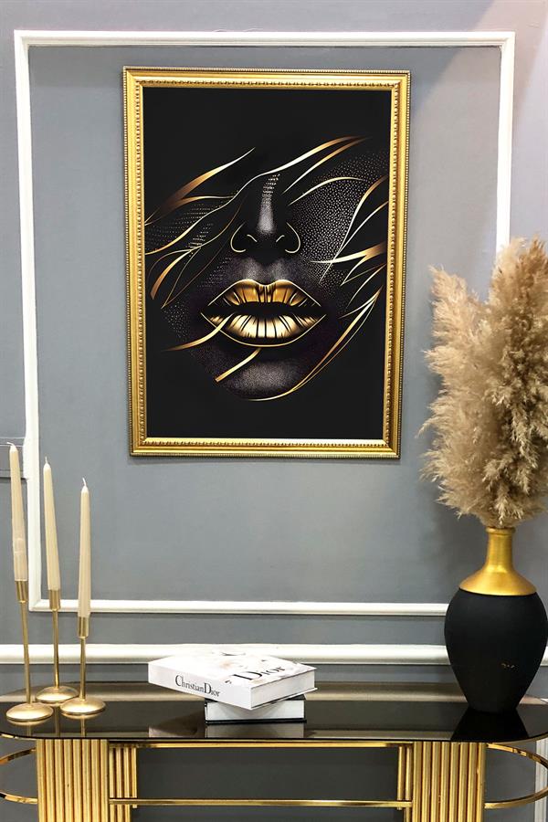 Dekoratif Modern Desenli Çerçeveli Tablo Duvar Tablosu 50x70cm