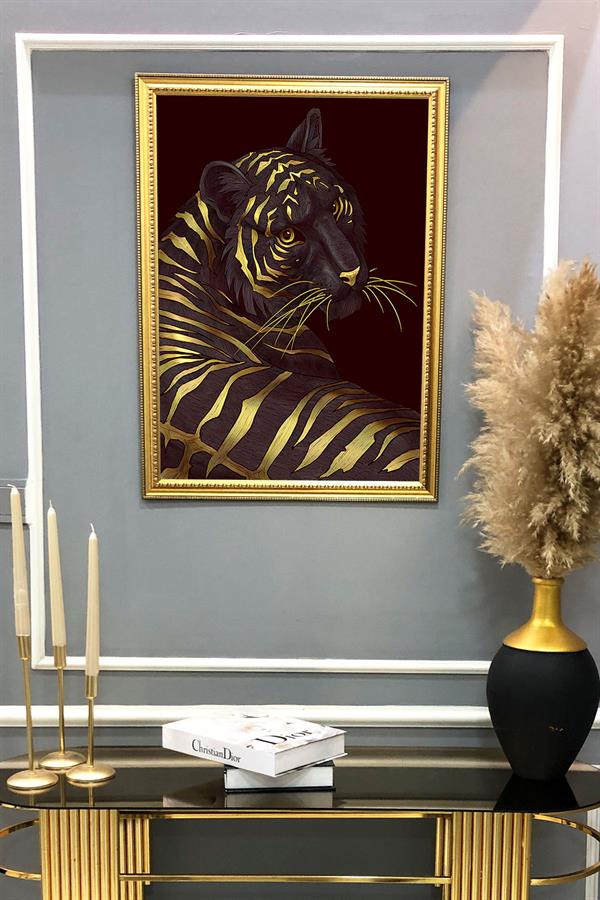 Dekoratif Modern Desenli Çerçeveli Tablo Duvar Tablosu 50x70cm