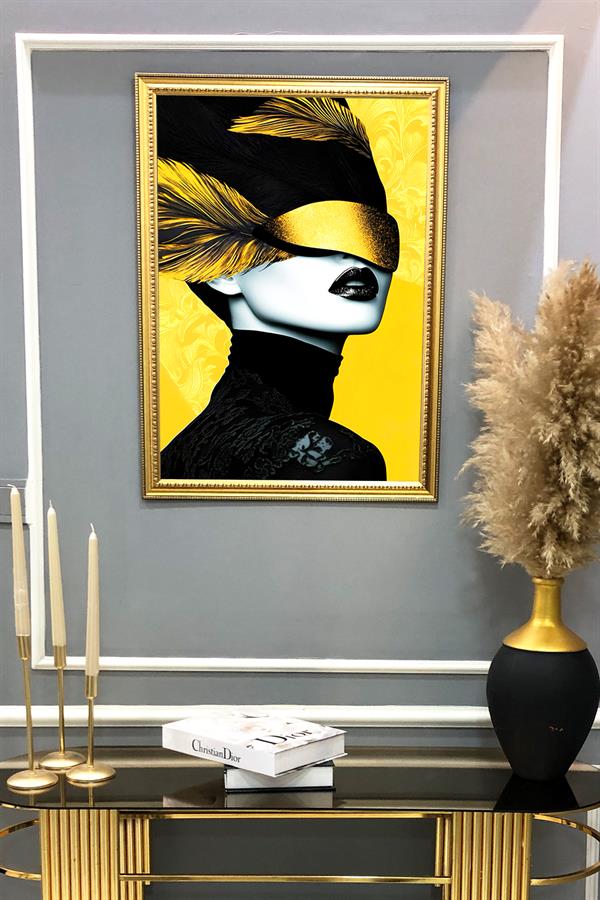 Dekoratif Modern Desenli Çerçeveli Tablo Duvar Tablosu 50x70cm
