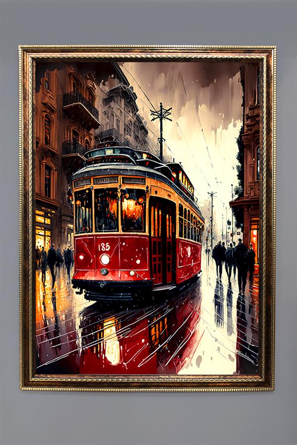 Dekoratif Modern Desenli Çerçeveli Tablo Duvar Tablosu 50x70cm