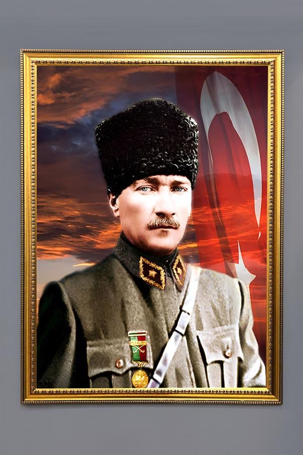 Dekoratif Modern Desenli Çerçeveli Tablo Duvar Tablosu 50x70cm