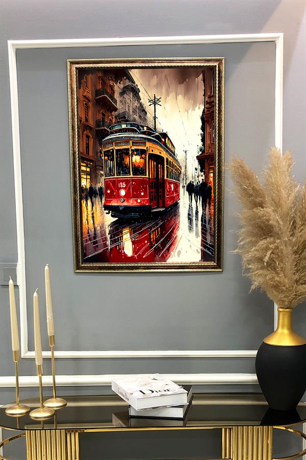 Dekoratif Modern Desenli Çerçeveli Tablo Duvar Tablosu 50x70cm