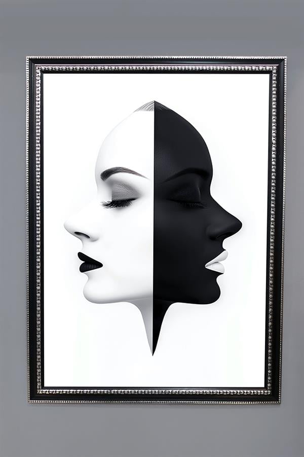 Dekoratif Modern Desenli Çerçeveli Tablo Duvar Tablosu 50x70cm