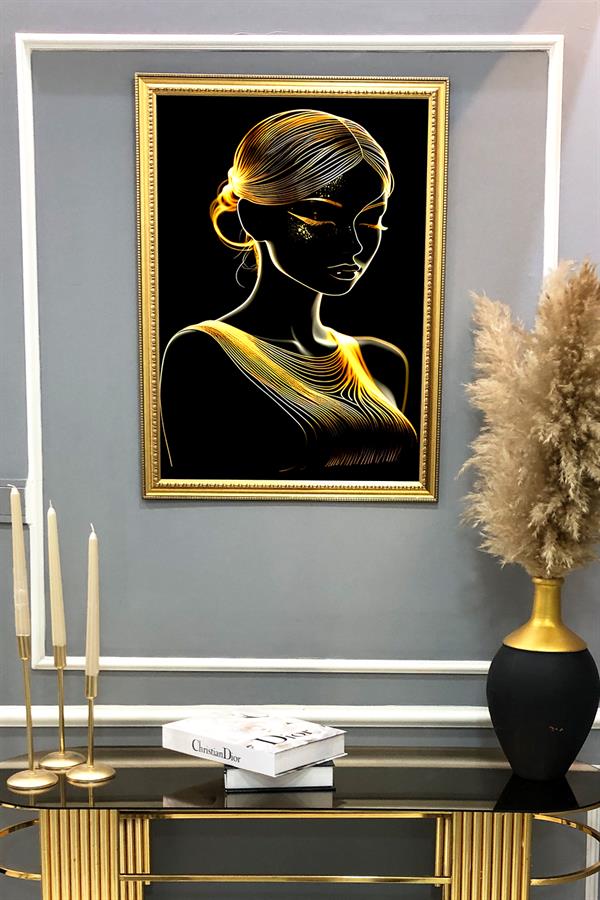 Dekoratif Modern Desenli Çerçeveli Tablo Duvar Tablosu 50x70cm