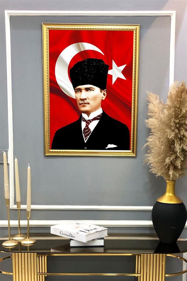 Dekoratif Modern Desenli Çerçeveli Tablo Duvar Tablosu 50x70cm