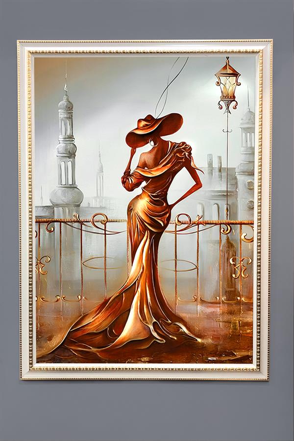 Dekoratif Modern Desenli Çerçeveli Tablo Duvar Tablosu 50x70cm