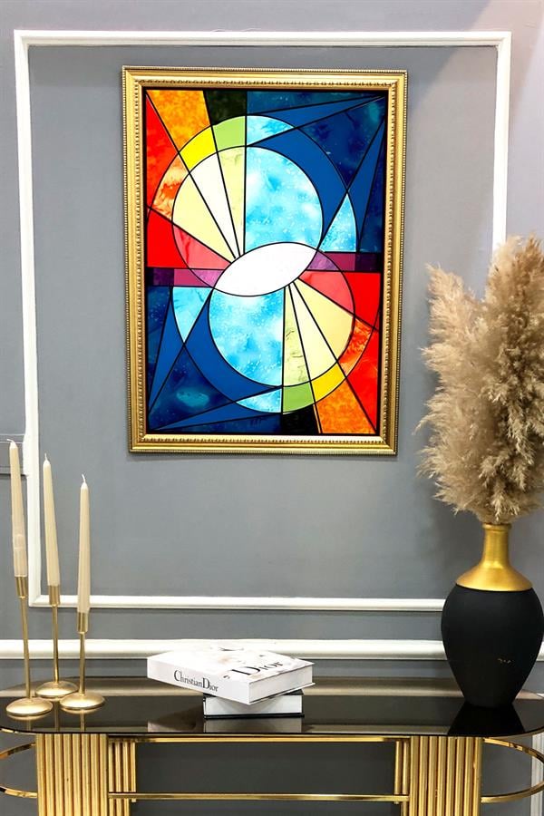 Dekoratif Modern Desenli Çerçeveli Tablo Duvar Tablosu 50x70cm
