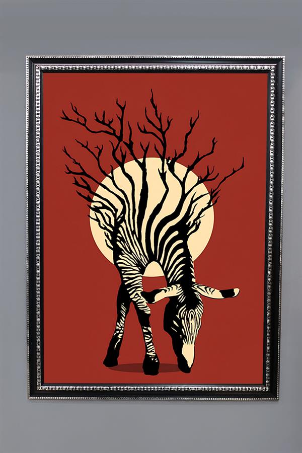 Dekoratif Modern Desenli Çerçeveli Tablo Duvar Tablosu 50x70cm