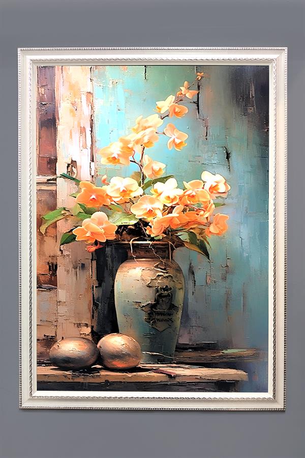 Dekoratif Modern Desenli Çerçeveli Tablo Duvar Tablosu 50x70cm