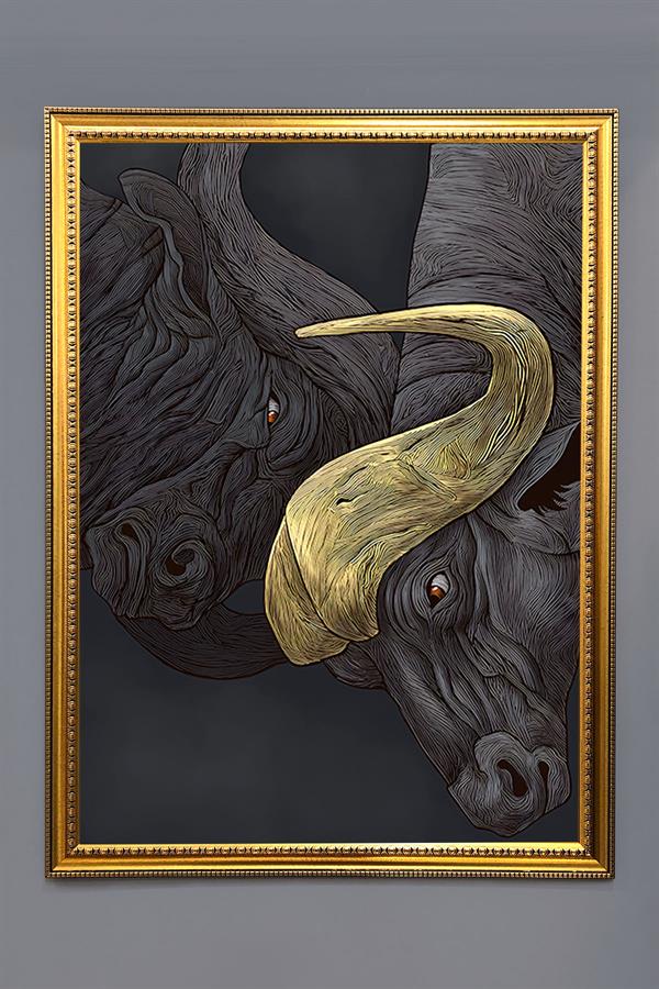 Dekoratif Modern Desenli Çerçeveli Tablo Duvar Tablosu 50x70cm