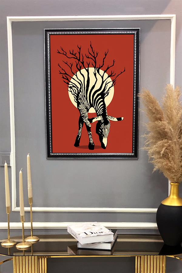 Dekoratif Modern Desenli Çerçeveli Tablo Duvar Tablosu 50x70cm