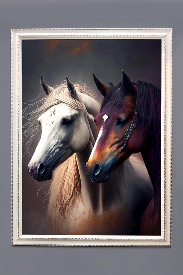 Dekoratif Modern Desenli Çerçeveli Tablo Duvar Tablosu 50x70cm