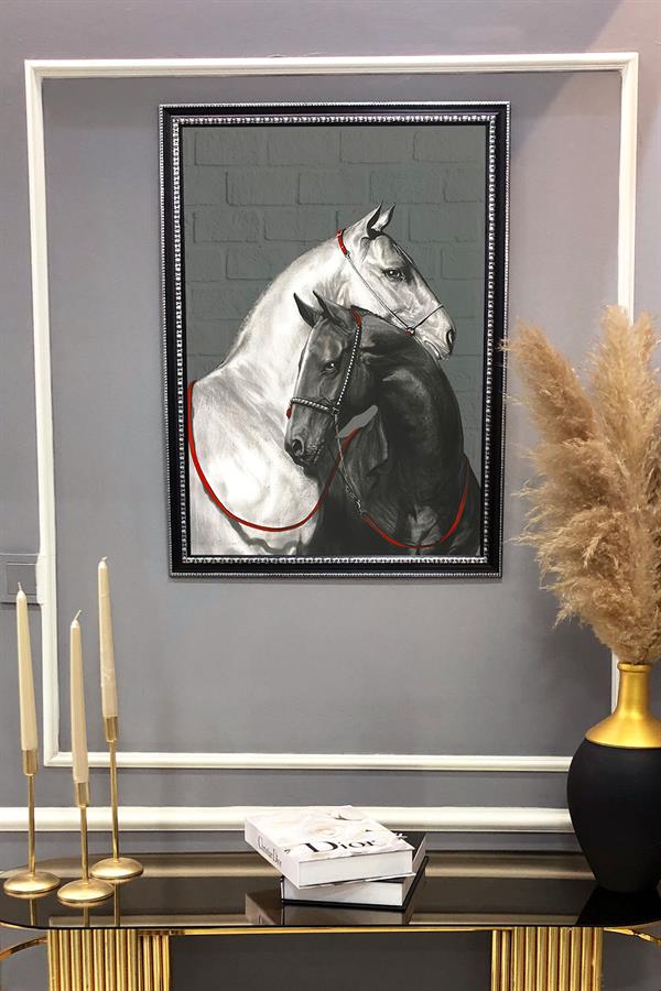 Dekoratif Modern Desenli Çerçeveli Tablo Duvar Tablosu 50x70cm