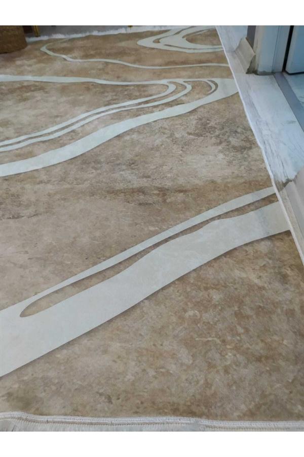 Dekoratif Modern Desenli Kaymaz Taban Yıkanabilir Leke Tutmaz Dokuma Taban Halı Drk8041-5