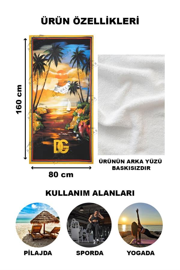 Dekoratif Modern Desenli Plaj Deniz Havlusu Peştamal 80x160 CM PİKA17