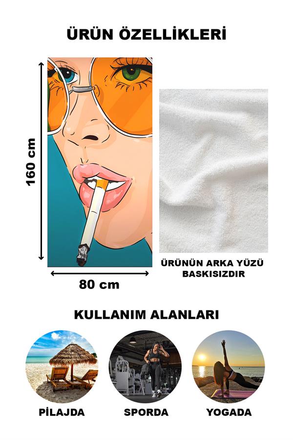 Dekoratif Modern Desenli Plaj Deniz Havlusu Peştamal 80x160 CM TRL07