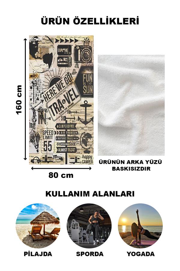 Dekoratif Modern Desenli Plaj Deniz Havlusu Peştamal 80x160 CM LION12