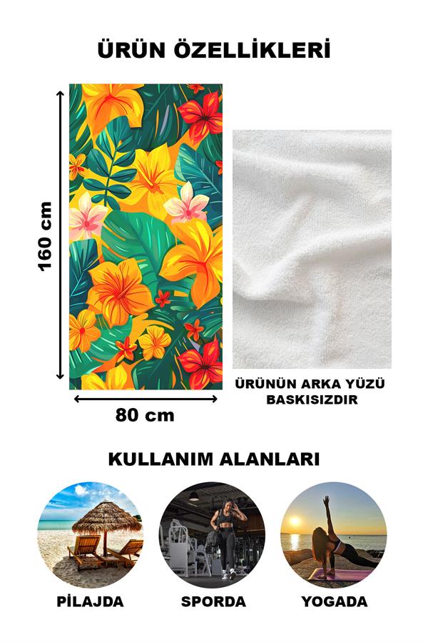 Dekoratif Modern Desenli Plaj Deniz Havlusu Peştamal 80x160 CM LION17
