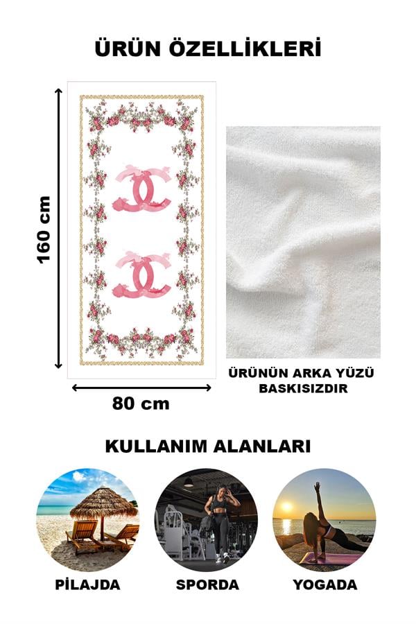 Dekoratif Modern Desenli Plaj Deniz Havlusu Peştamal 80x160 CM LUX80
