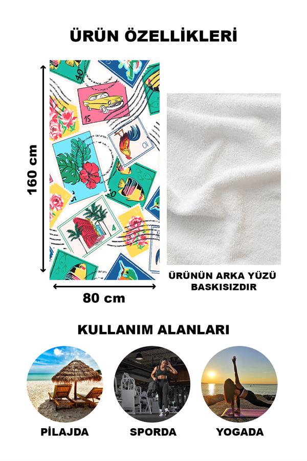 Dekoratif Modern Desenli Plaj Deniz Havlusu Peştamal 80x160 CM NRM16