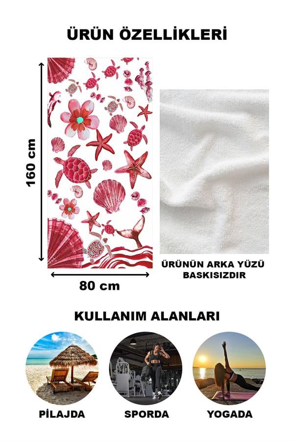 Dekoratif Modern Desenli Plaj Deniz Havlusu Peştamal 80x160 CM PSM05