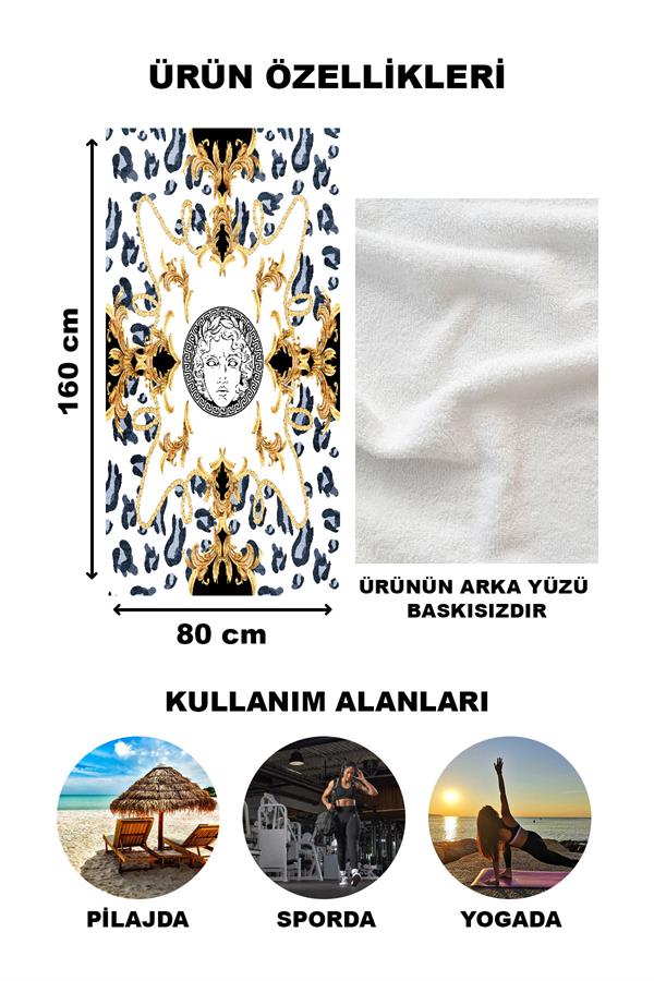 Dekoratif Modern Desenli Plaj Deniz Havlusu Peştamal 80x160 CM LUX16