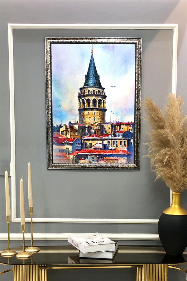 Dekoratif Modern Galata Kulesi Desenli Tablo 50x70 CM