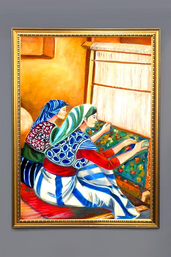 Dekoratif Modern Gold Çerçeveli Oryantalist Osmanlı Desenli Duvar Tablosu 50x70 CM