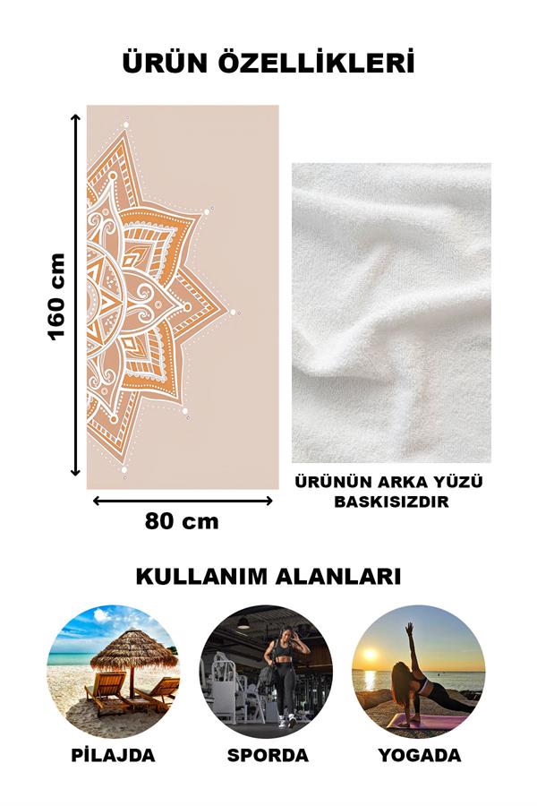 Dekoratif Modern Mandala Desenli Plaj Deniz Havlusu Peştamal 80x160 CM MD12