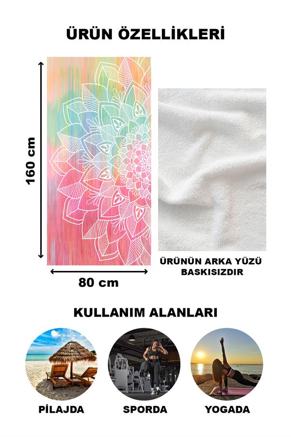 Dekoratif Modern Mandala Desenli Plaj Deniz Havlusu Peştamal 80x160 CM MD02