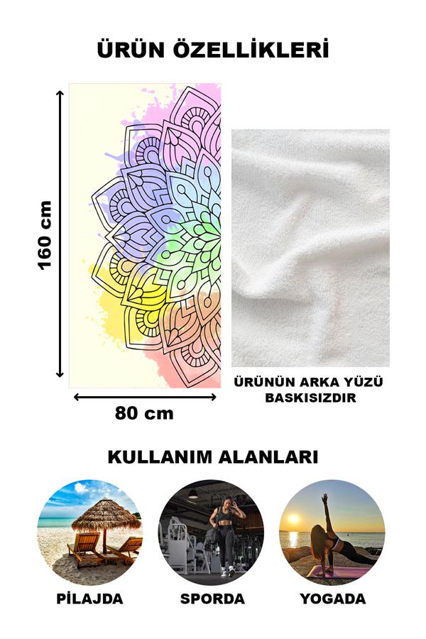 Dekoratif Modern Mandala Desenli Plaj Deniz Havlusu Peştamal 80x160 CM MD01