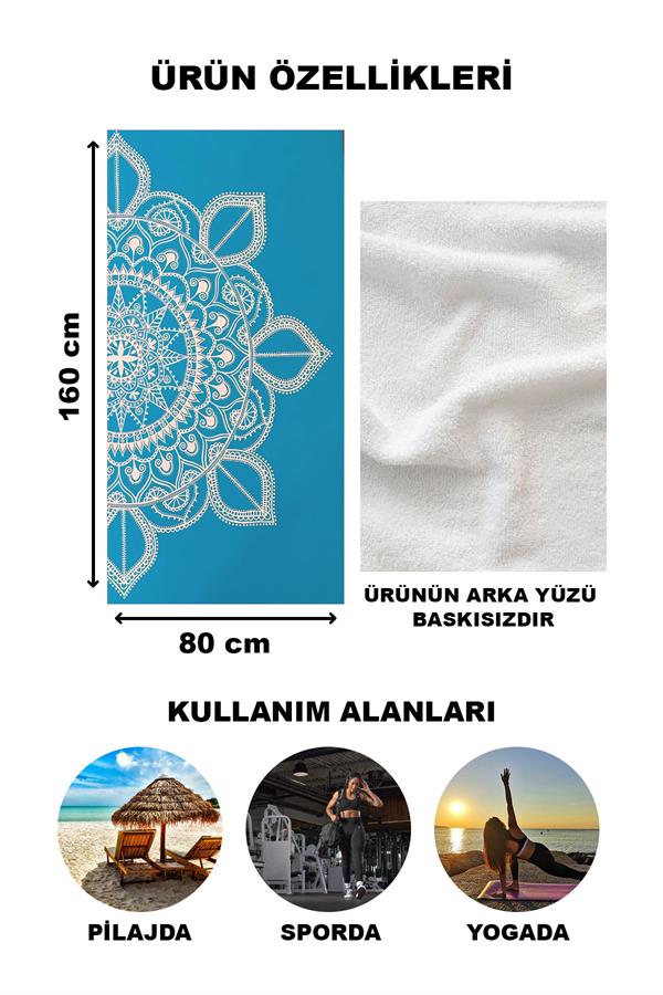 Dekoratif Modern Mandala Desenli Plaj Deniz Havlusu Peştamal 80x160 CM MD10