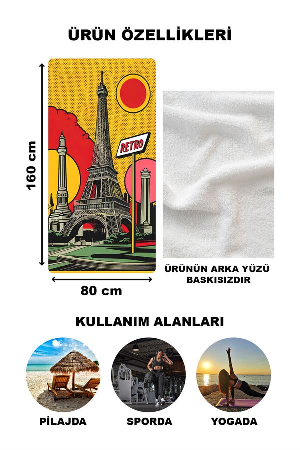 Dekoratif Modern Retro Desenli Plaj Deniz Havlusu Peştamal 80x160 CM RTR08