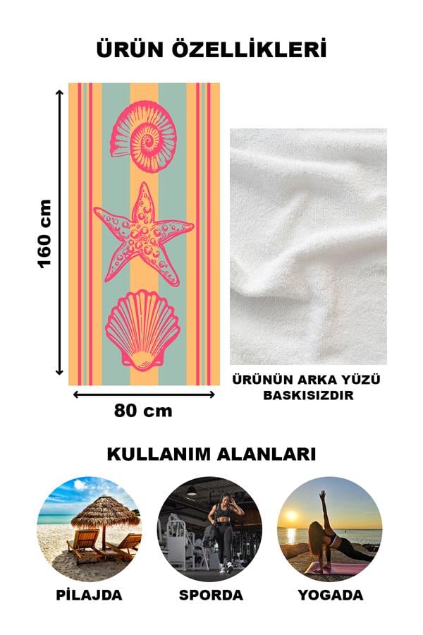Deniz Yıldızı Desenli Plaj Deniz Havlusu Peştemal 80x160 CM NRM15