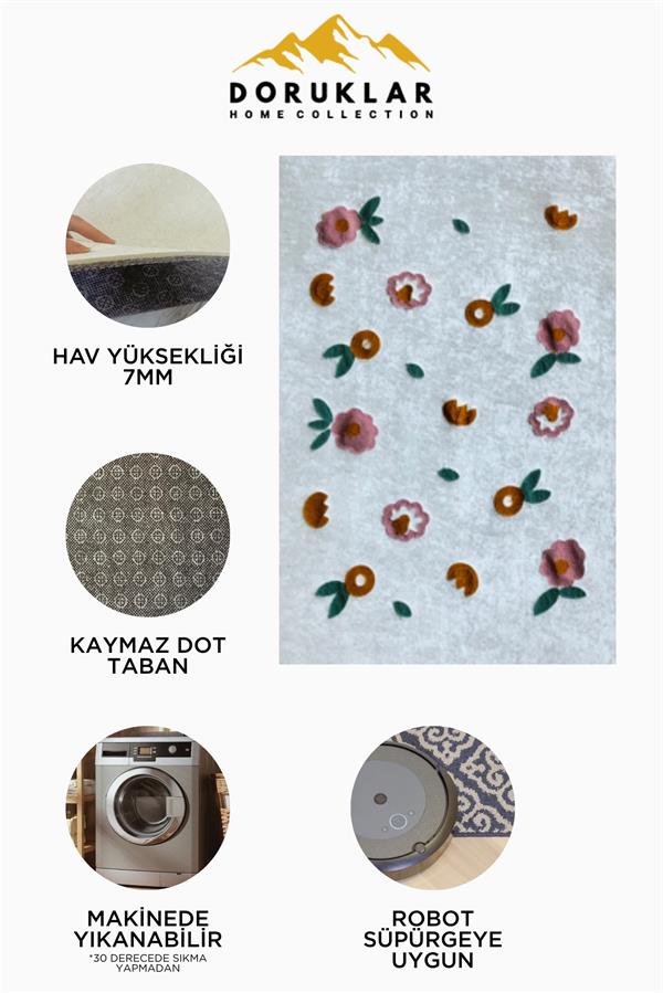 Dijital Baskı Kaymaz Taban Yıkanabilir 2'li Punch Banyo Paspas Takımı PCP002