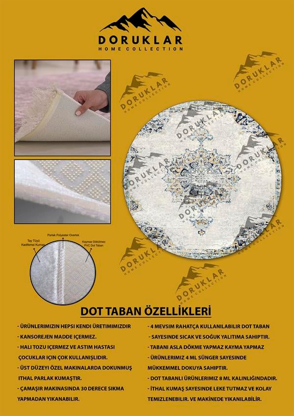 Dijital Baskı Kaymaz Taban Yıkanabilir Dekoratif  Yuvarlak Halı
