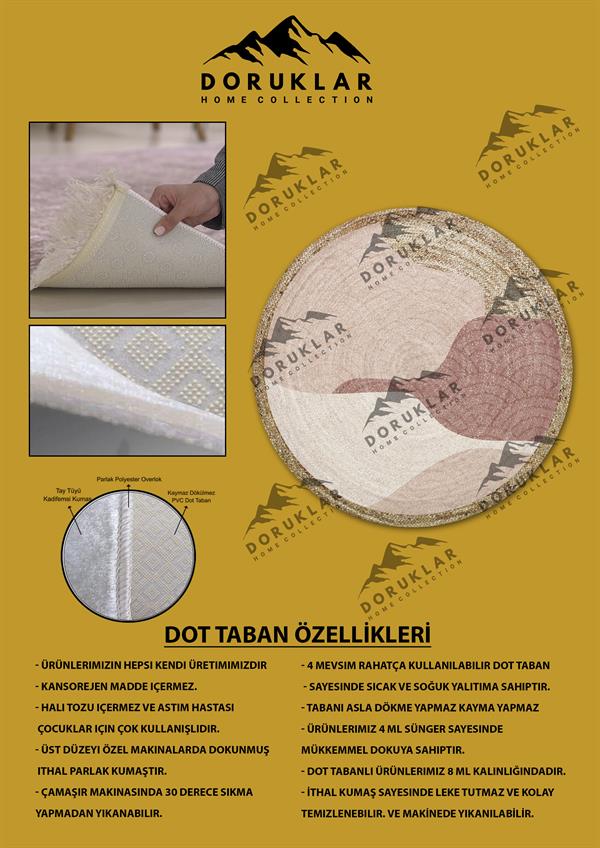 Dijital Baskı Kaymaz Taban Yıkanabilir Hasır-Jüt Görünümlü Yuvarlak Halı