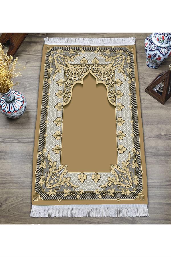 Dijital Baskı Kaymaz Taban Yıkanabilir Püsküllü Seccade