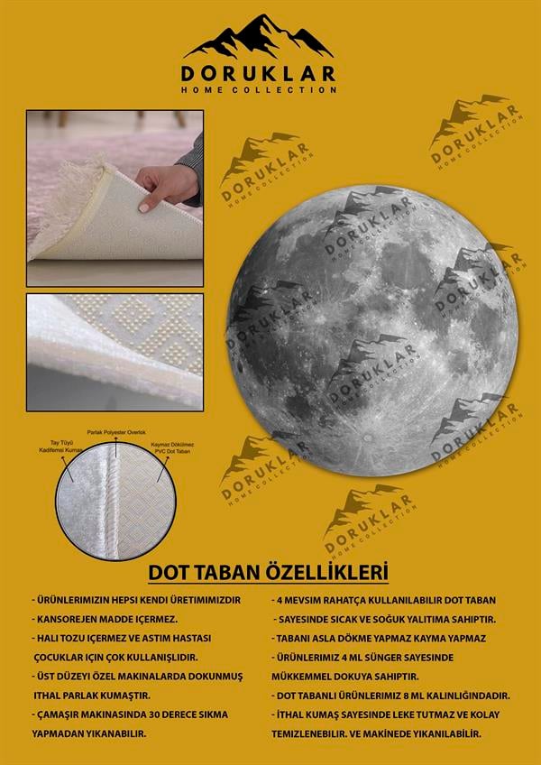 Dijital Baskı Kaymaz Taban YıkanabilirAy Görünümlü Yuvarlak Halı