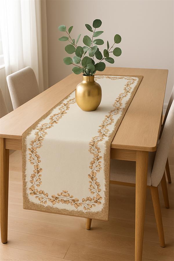 Dijital Baskı Pamuklu Keten Kumaş 150x200cm Masa Örtüsü - Runner Hediyeli MSRT004